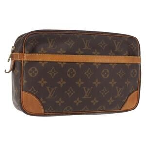 LOUIS VUITTON Monogram Compiegne 28 Clutch Bag M51845 LV Auth BA9237